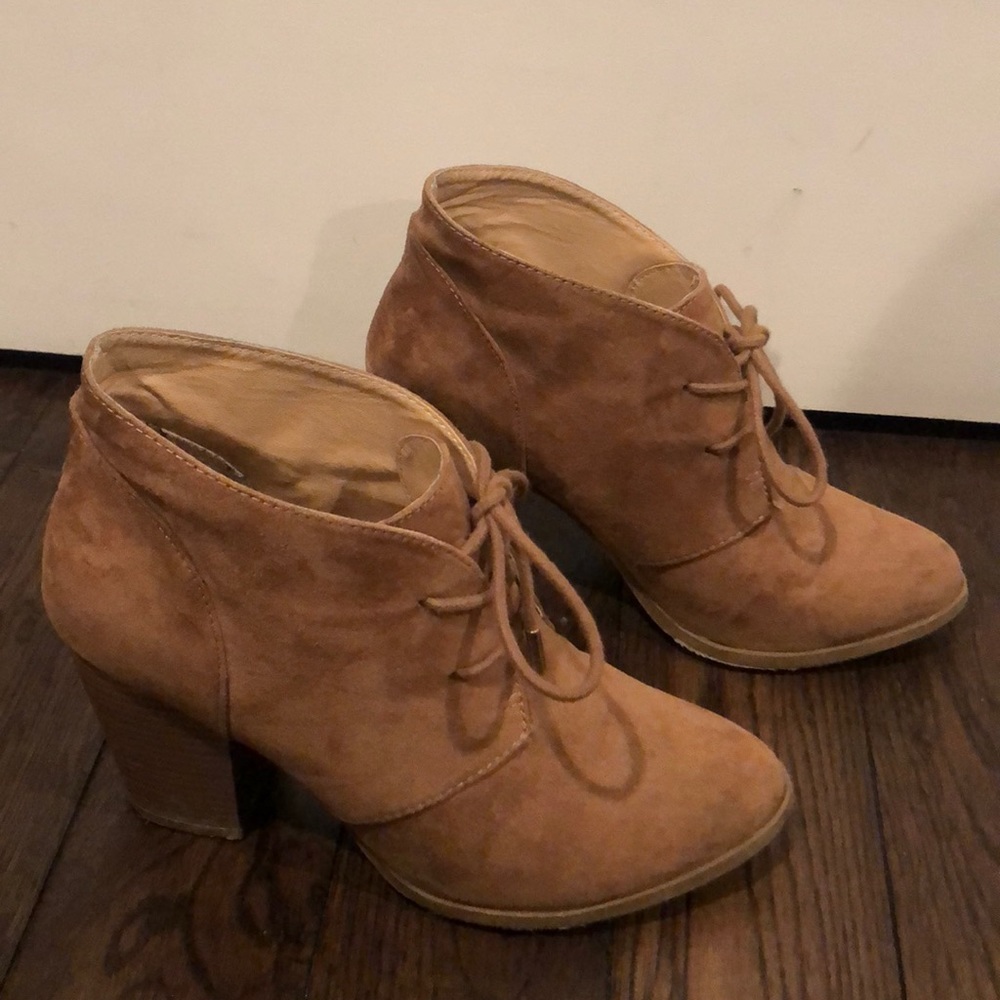 Tan faux suede booties